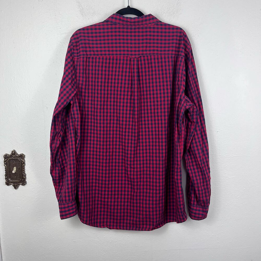 Bass Men's Red Black Buffalo Check Casual Button Down Cotton Shirt Size Large - Picture 5 of 5